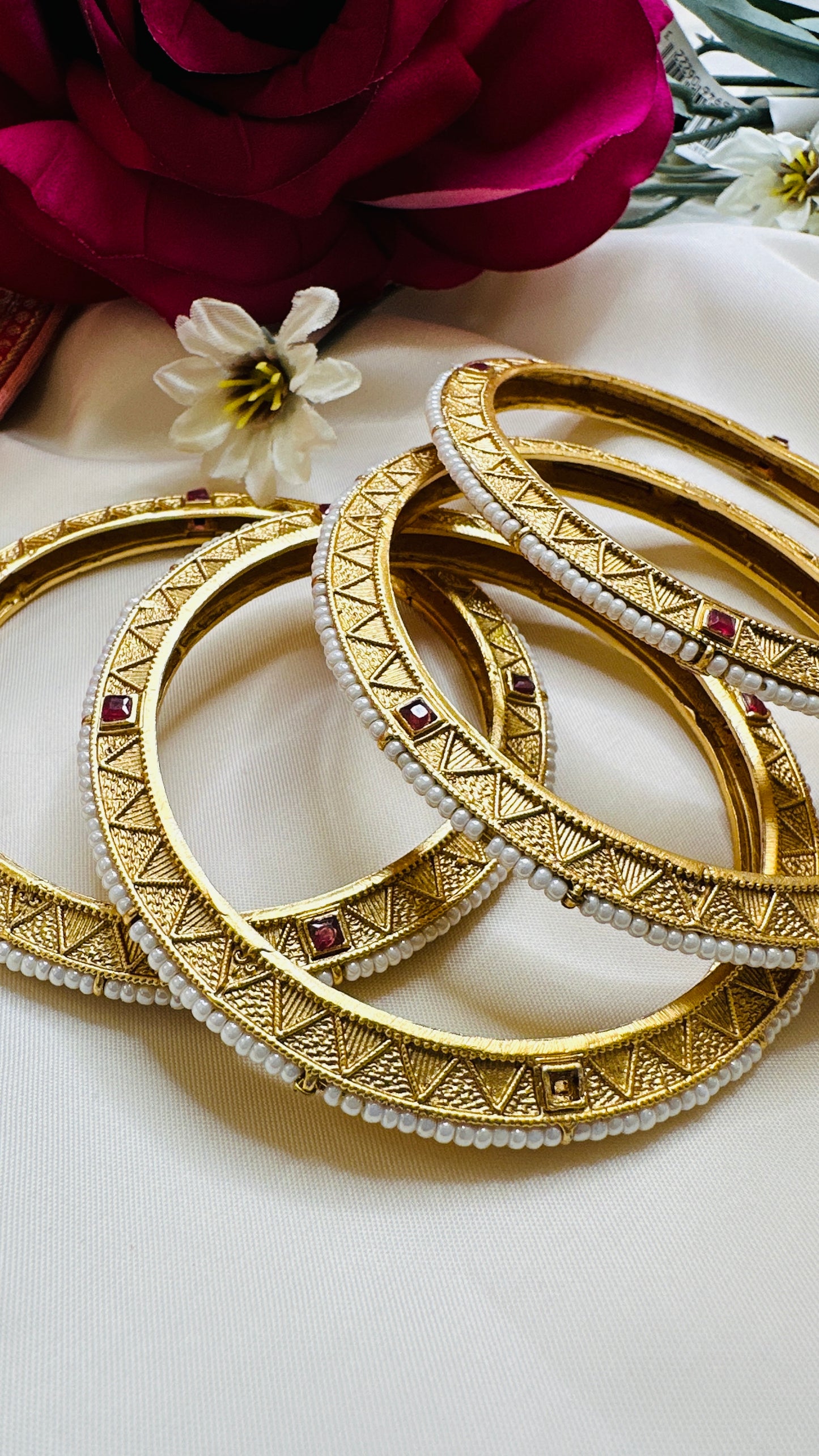 Pearl Ruby Bangles - Set of 2