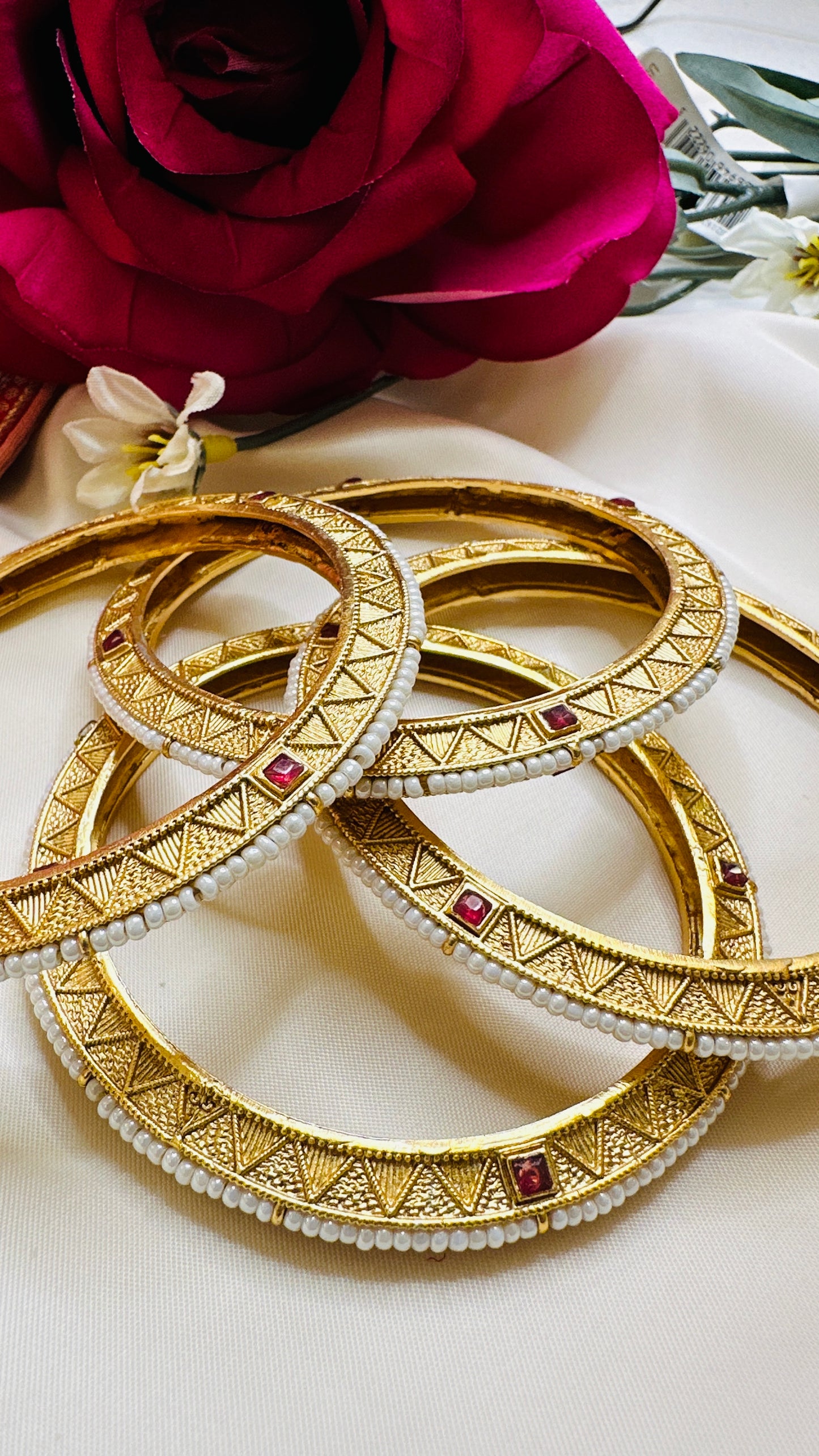 Pearl Ruby Bangles - Set of 2