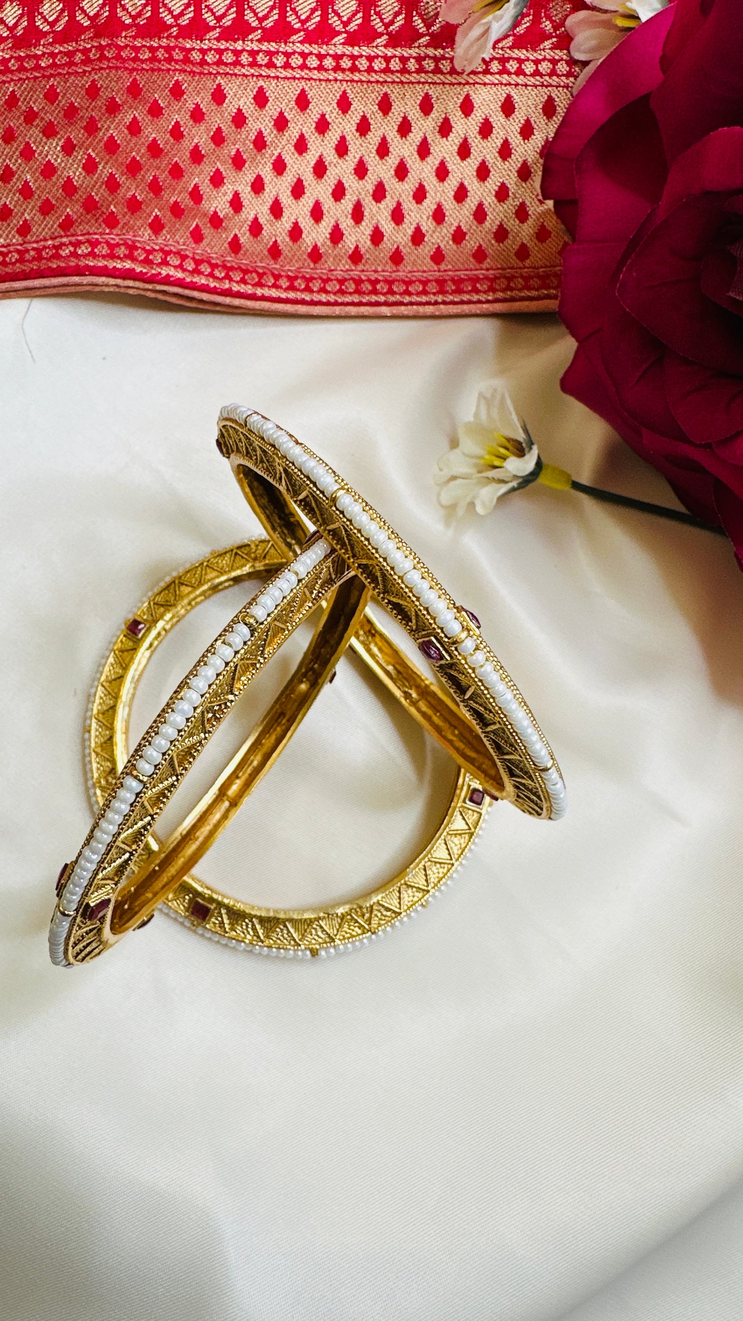 Pearl Ruby Bangles - Set of 2