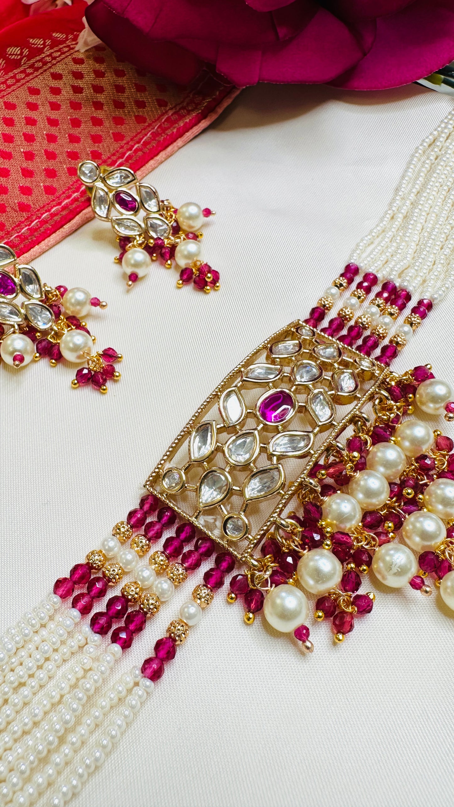 Pink Polki Pearl Choker