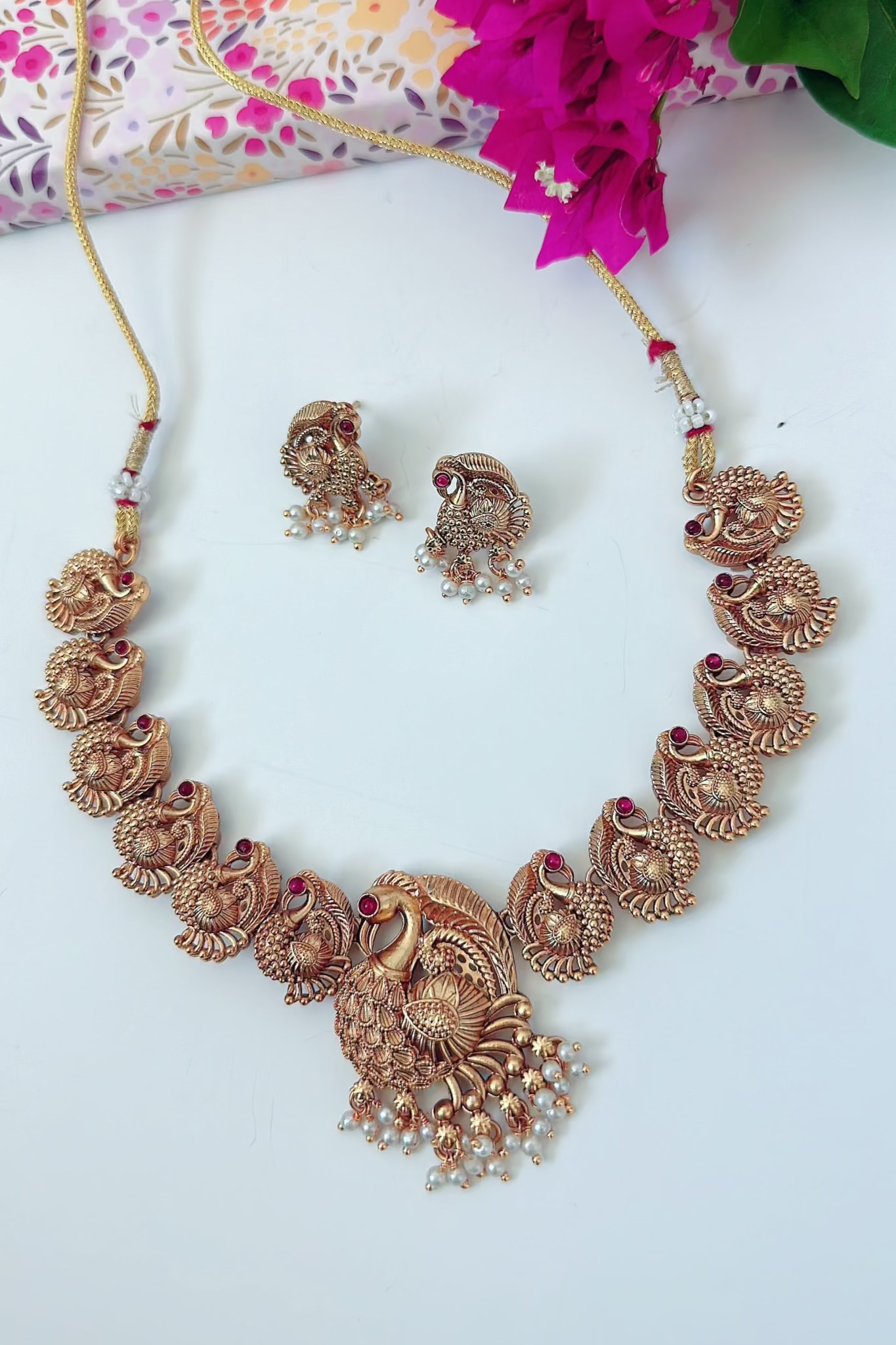 Peacock Embellishments Necklace Set