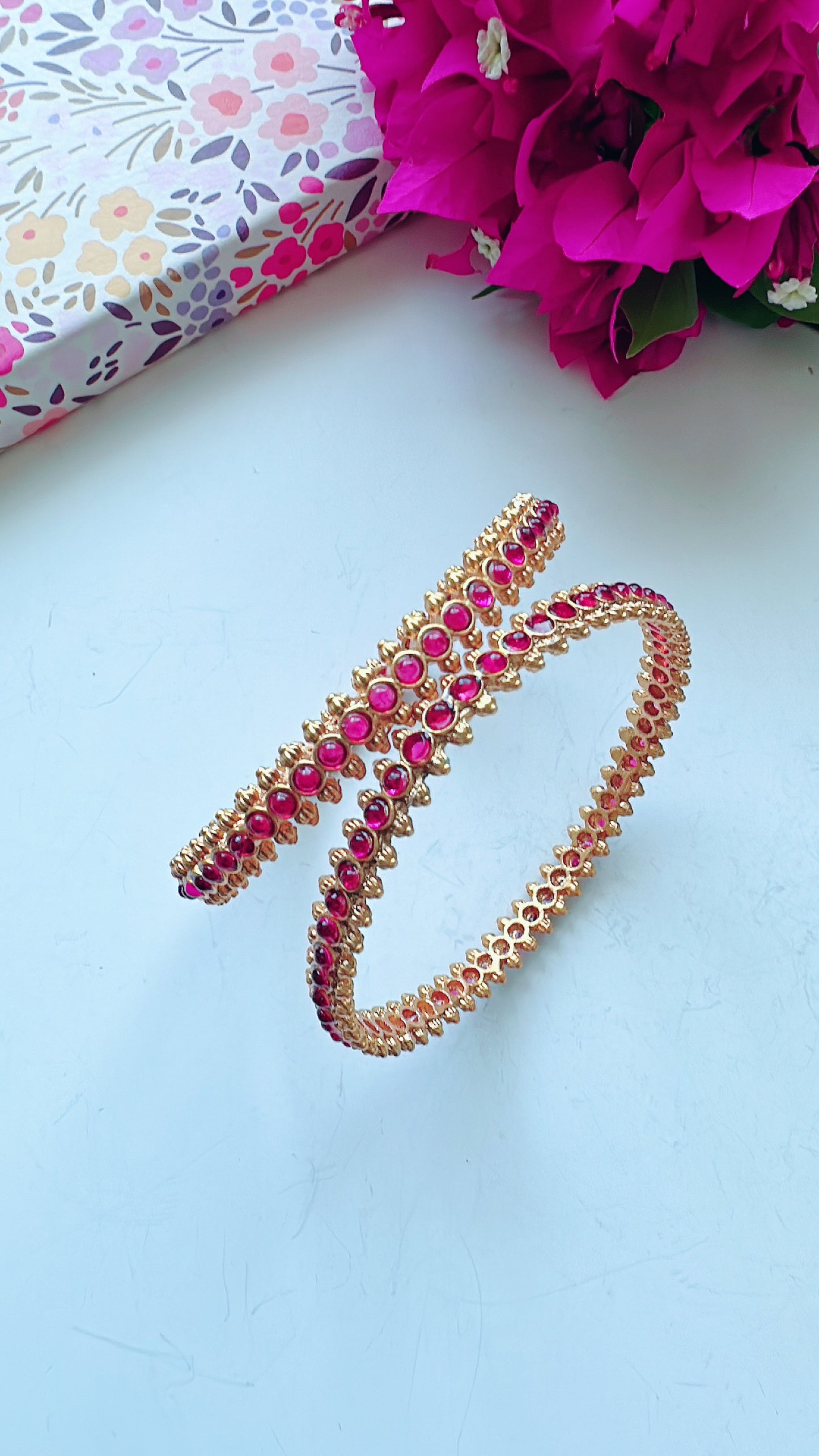 Delicate Ruby Bangles - Set of 2
