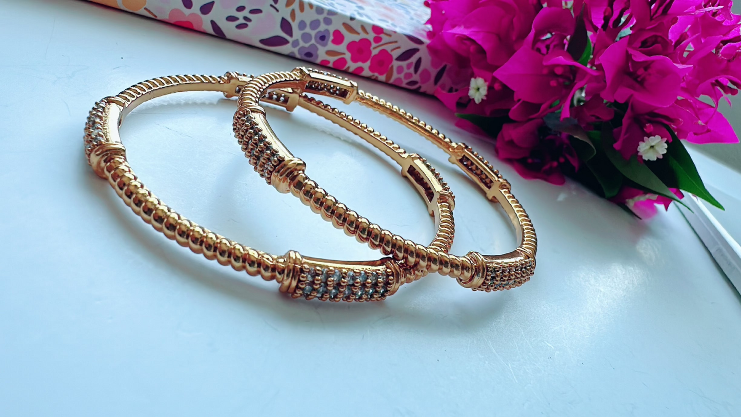 Dainty Gold-AD Bangles - Set of 2