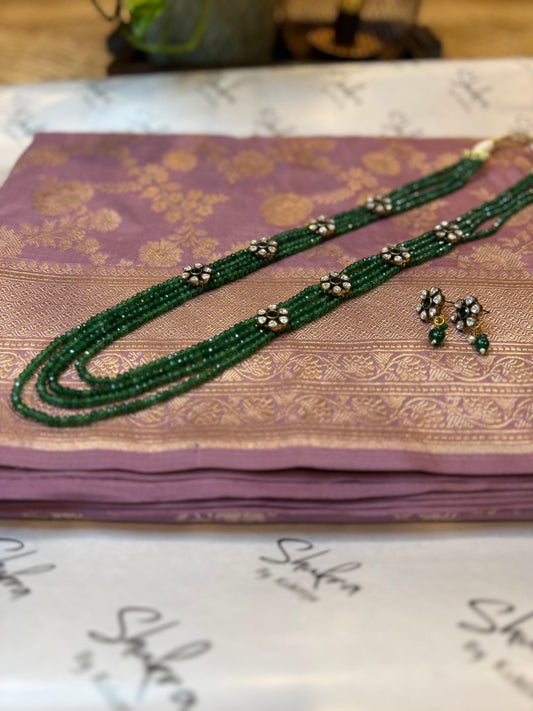 Emerald Green - Polki Long Necklace