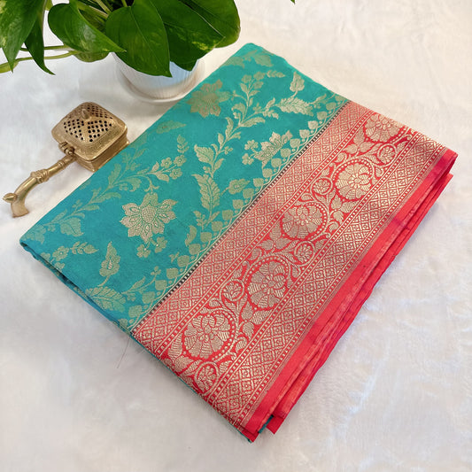 Banarasi Celestial Jangla Dreams - Mint Blue