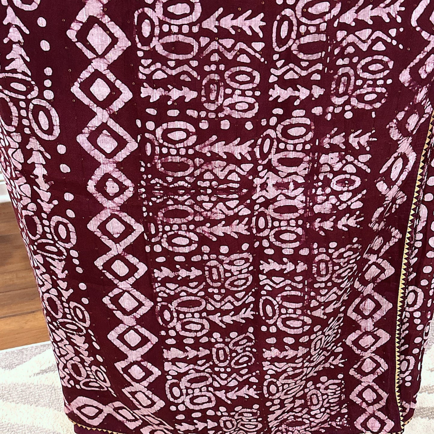 Wine Colored Batik Saree