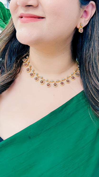 Phool Chic Elegance Necklace - Ruby