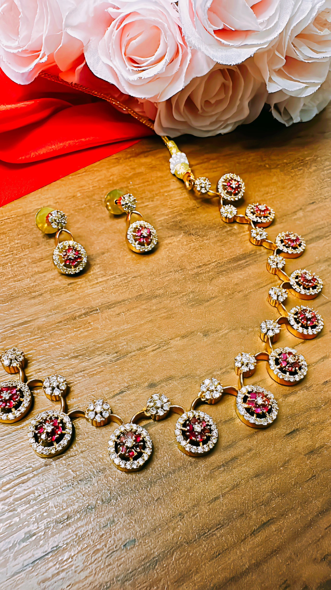 Phool Chic Elegance Necklace - Ruby