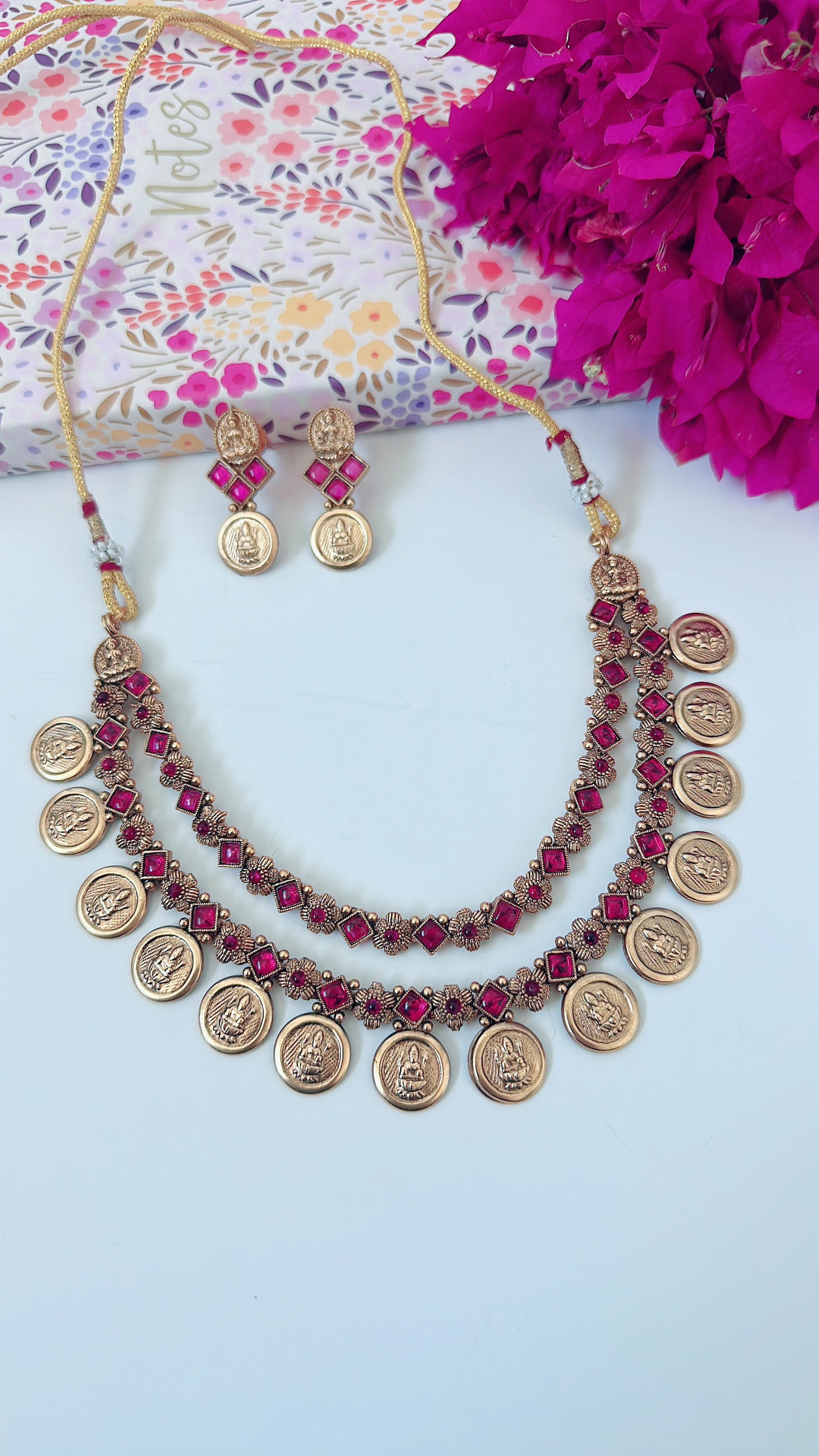 Two Layer Coin Necklace - Ruby