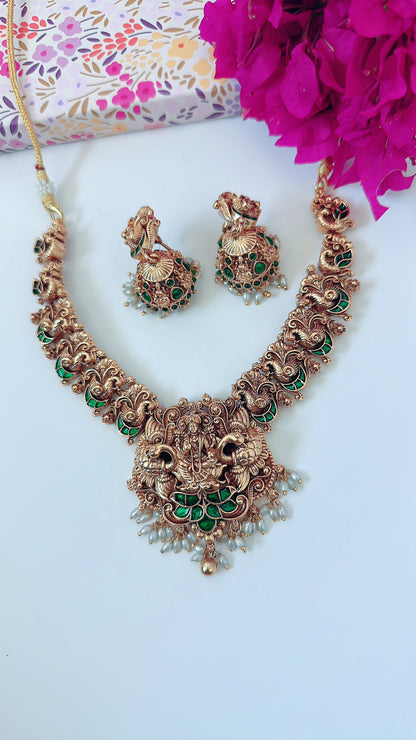 Lakshmi Necklace with Earrings