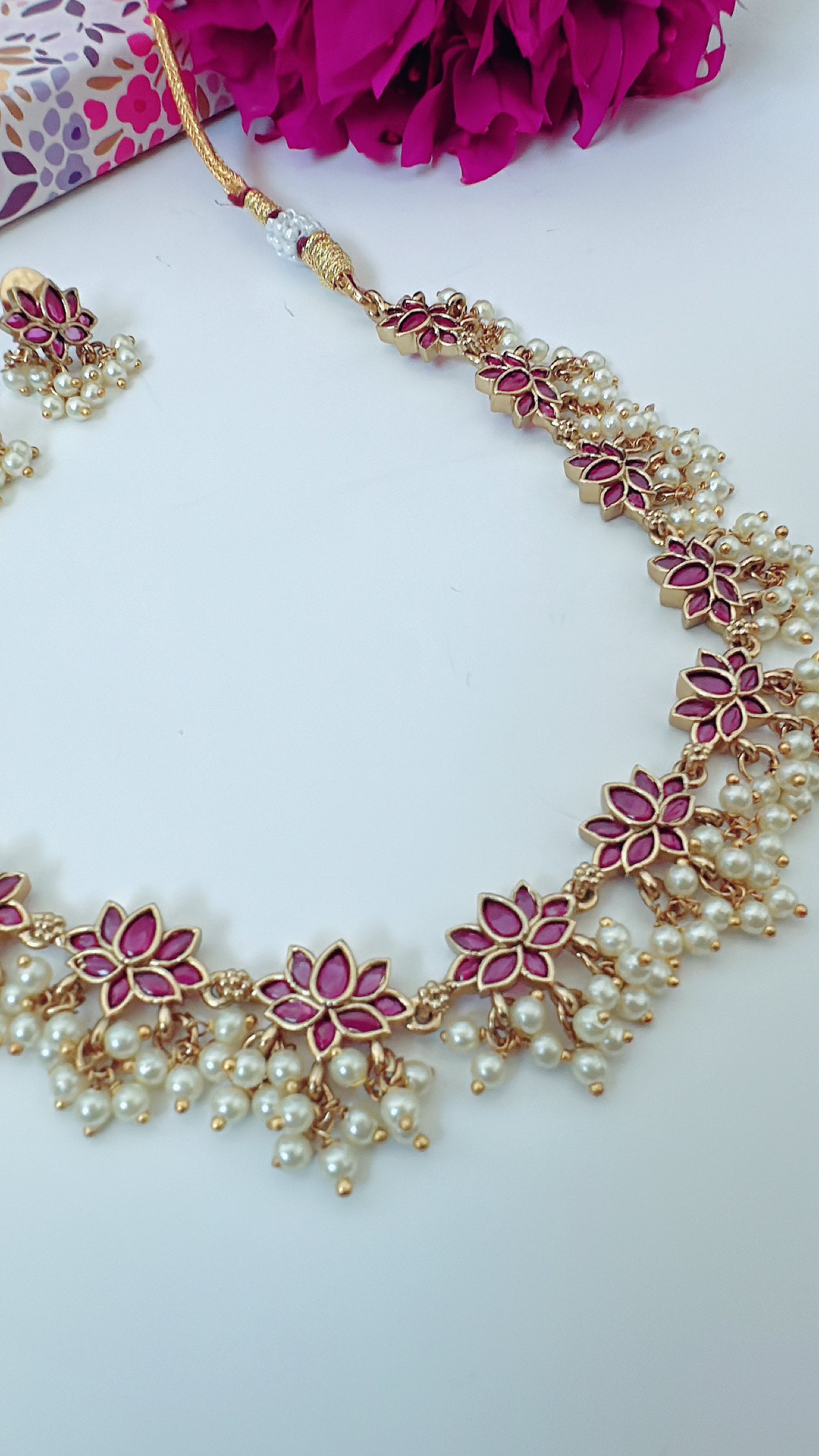 Exquisite Lotus and Pearl Necklace