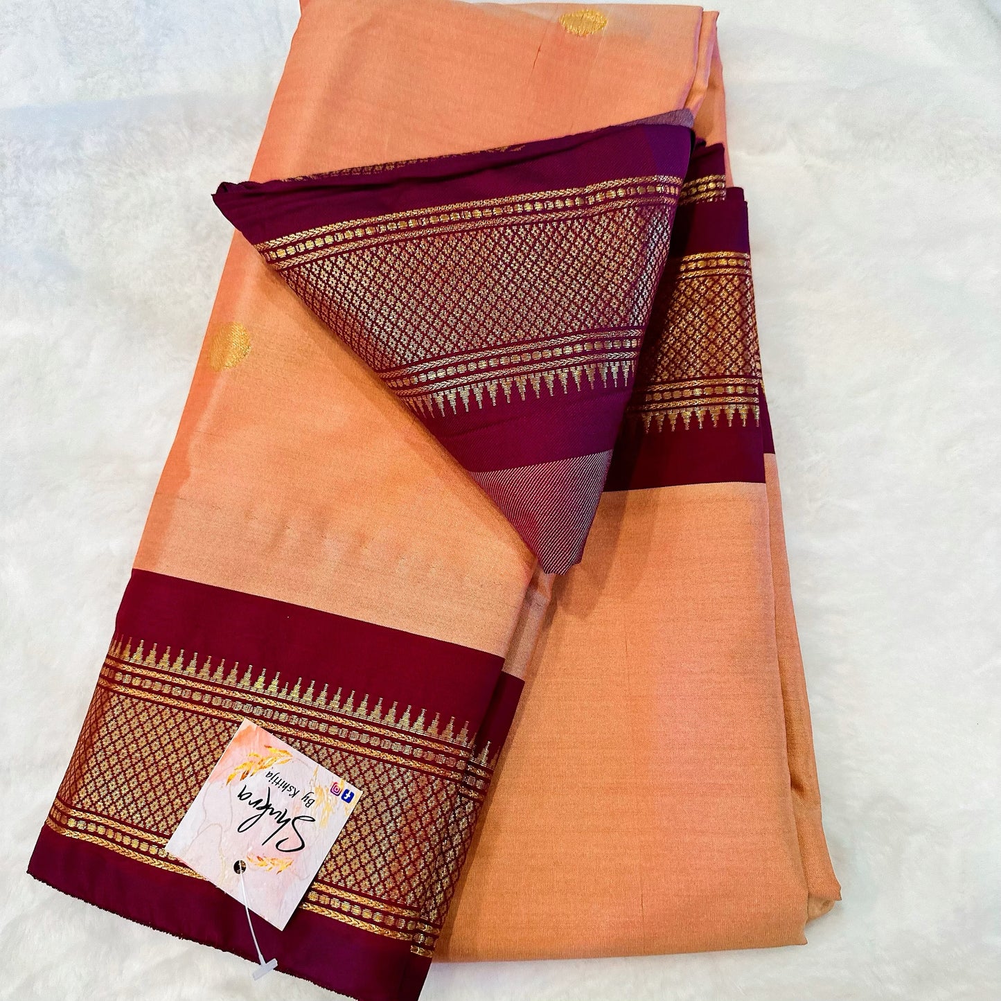 Peach & Maroon Paithani