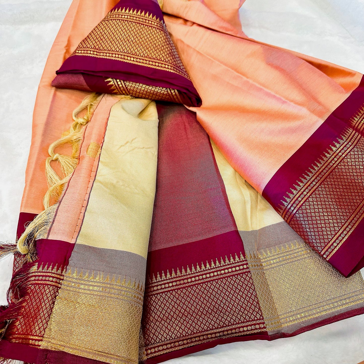 Peach & Maroon Paithani