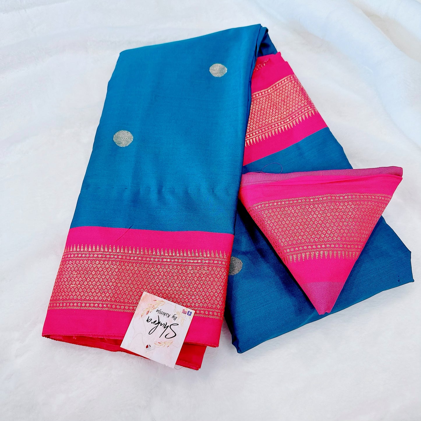 Light Blue & Pink Paithani