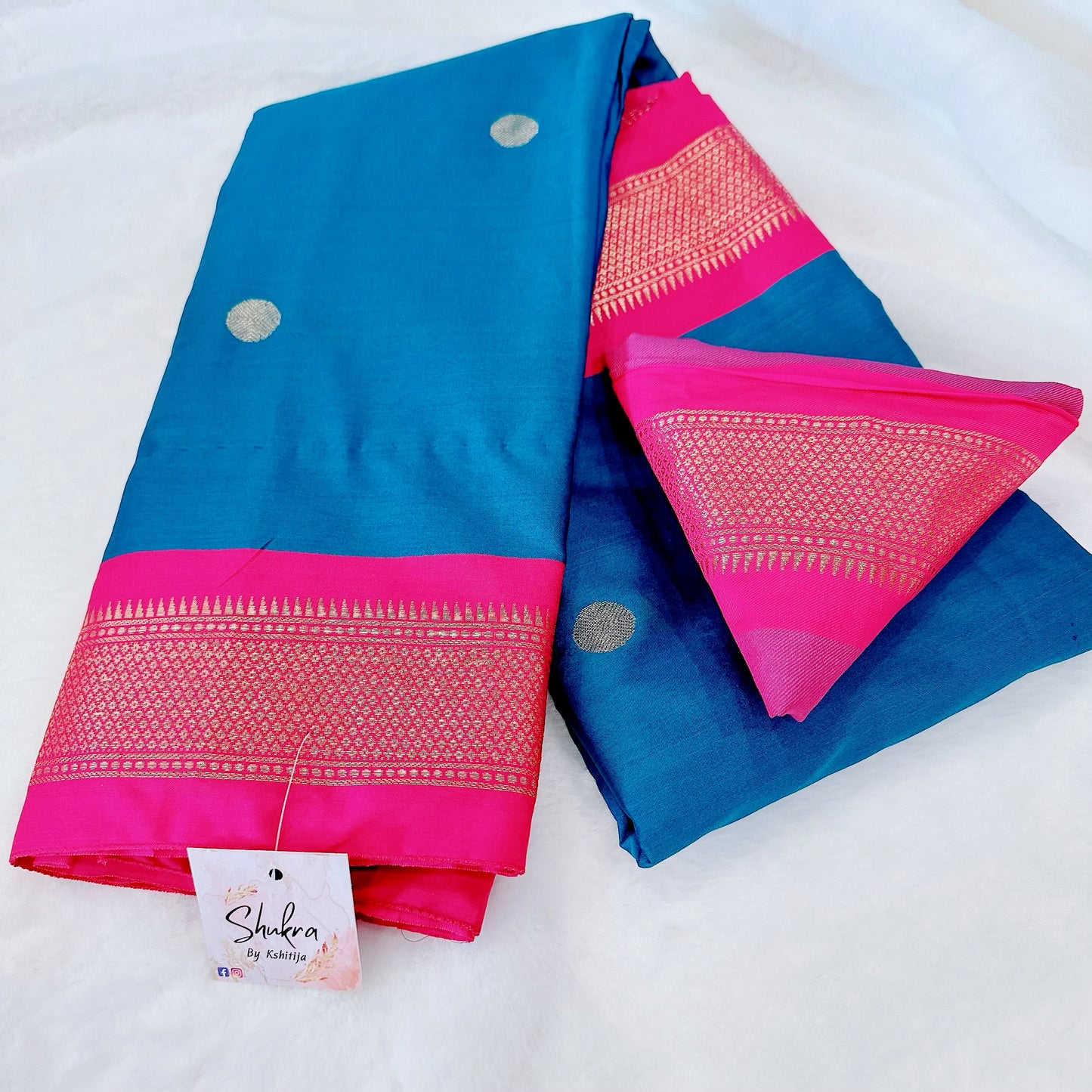 Light Blue & Pink Paithani