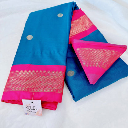 Light Blue & Pink Paithani