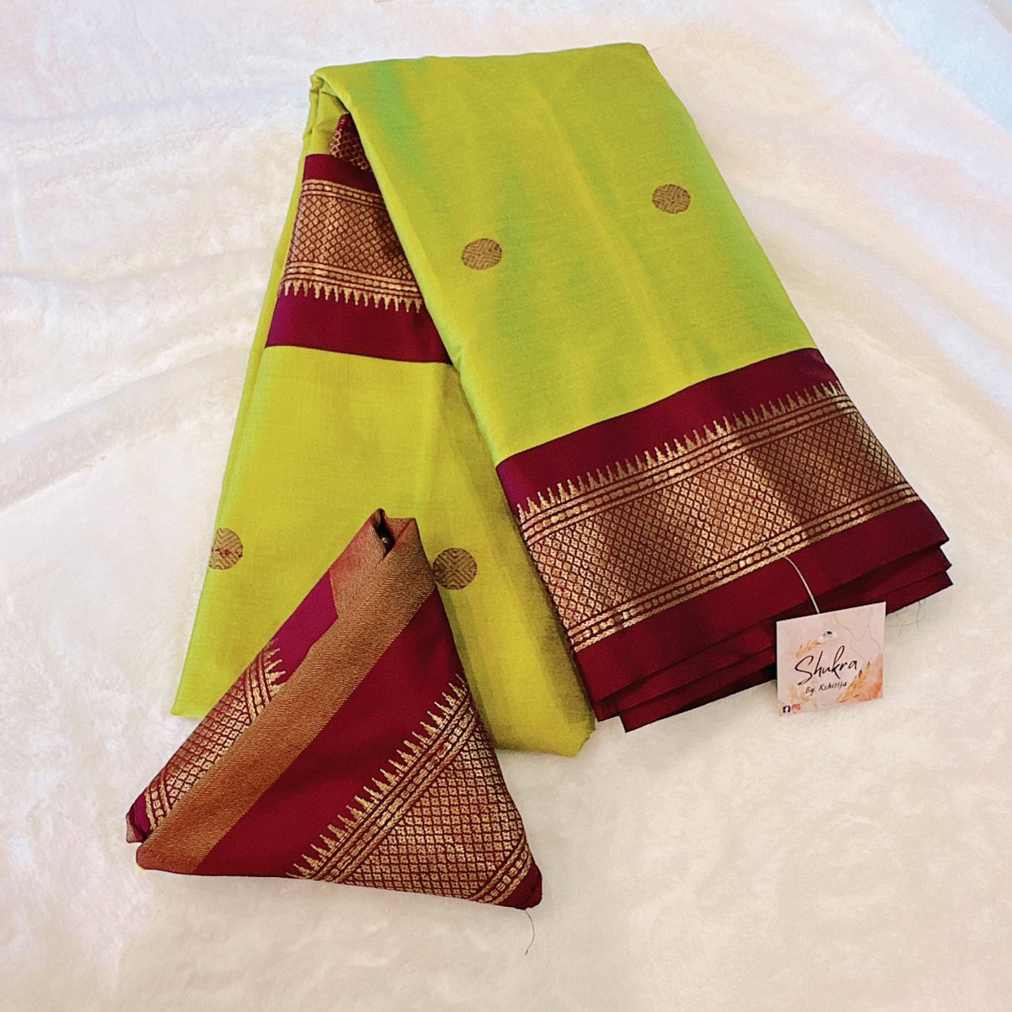 Parrot Green & Maroon Paithani