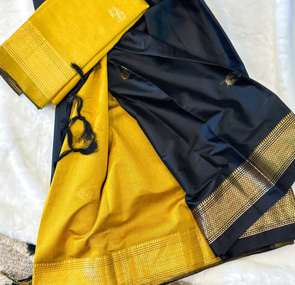 Black & Mustard Paithani