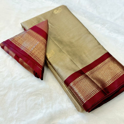 Beige & Maroon Paithani