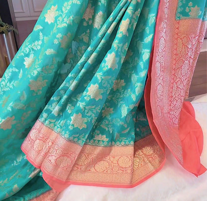 Banarasi Celestial Jangla Dreams - Mint Blue