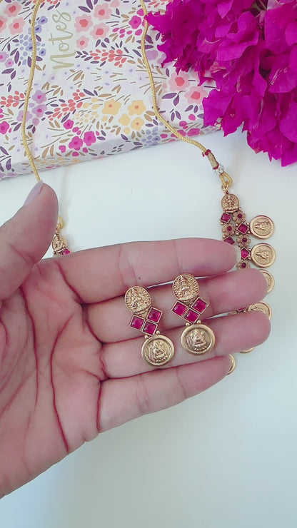 Two Layer Coin Necklace - Ruby