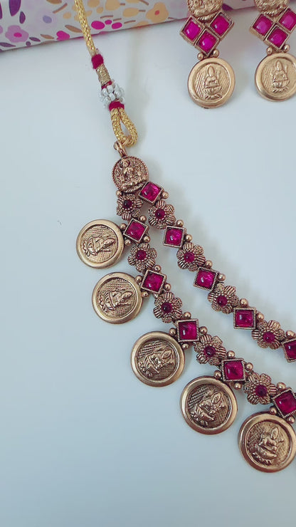 Two Layer Coin Necklace - Ruby